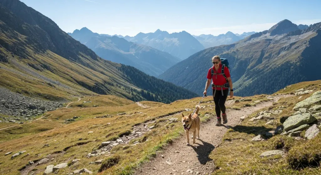 bergwandelen met hond